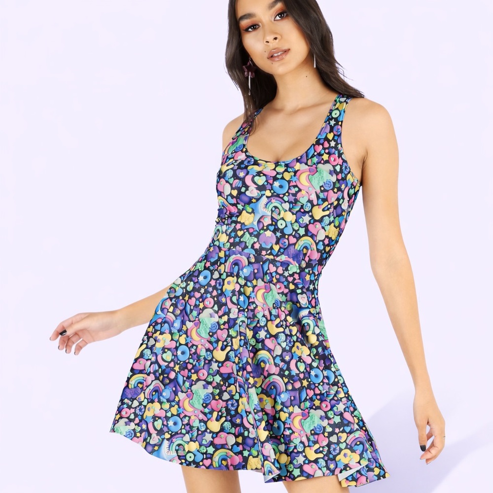 Black Milk Space Gummies Reversible Skater Dress NWT XS BMC Museum Print Pockets